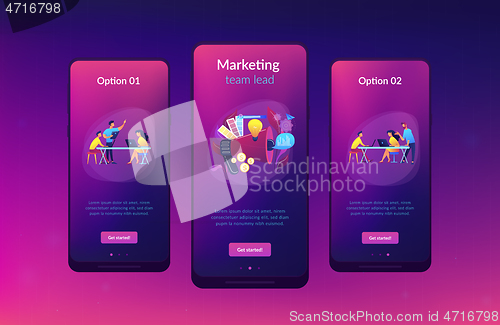 Image of Digital marketing team app interface template.