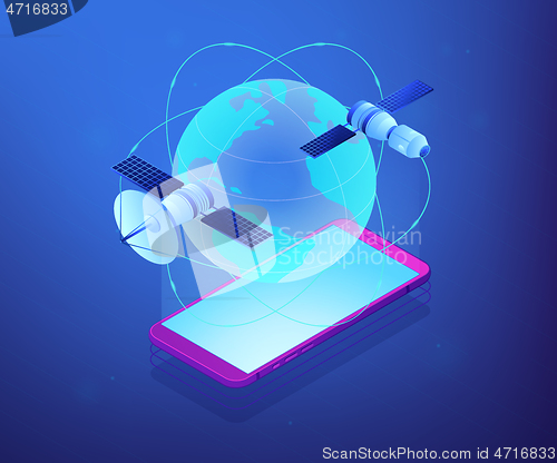 Image of Global web connection isometric 3D concept illustration.