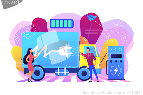 Image of Electric trucks concept vector illustration.