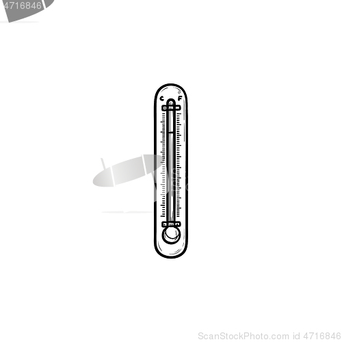 Image of Thermometer hand drawn outline doodle icon.