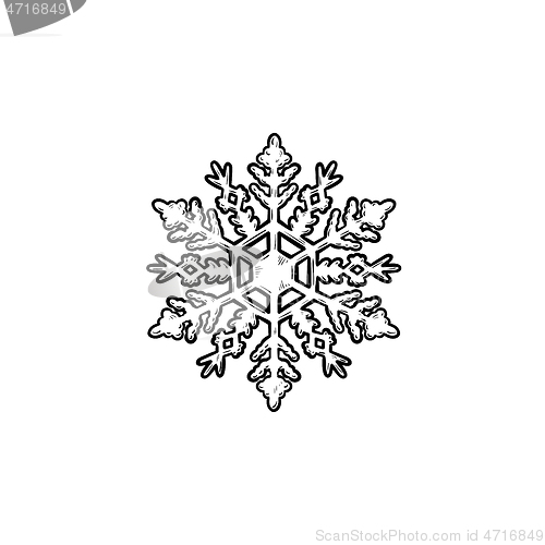Image of Snowflake hand drawn outline doodle icon.