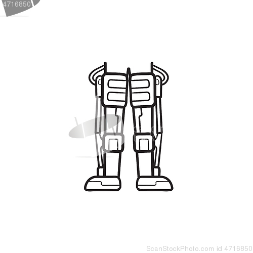 Image of Mechanical robot legs hand drawn outline doodle icon.