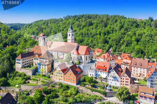 Image of aerial view of the church of Horb south Germany