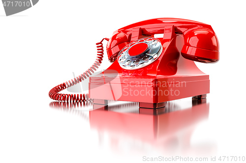 Image of old red dial-up phone