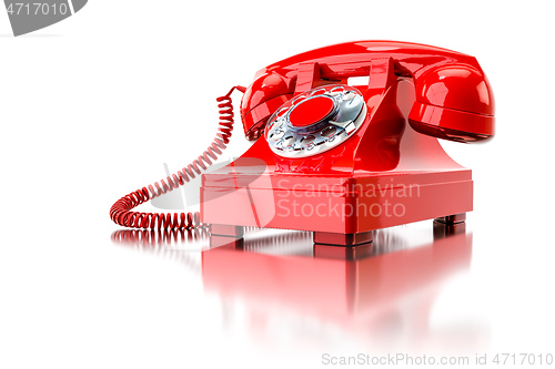 Image of old red dial-up phone
