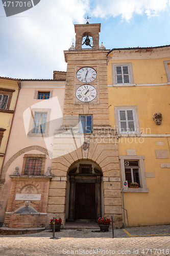 Image of clock tower at San Severino Marche Italy