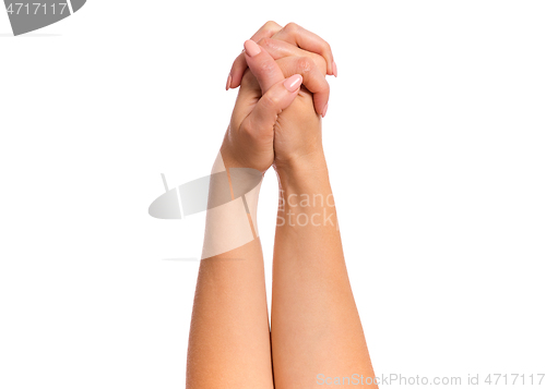 Image of Female hand on white