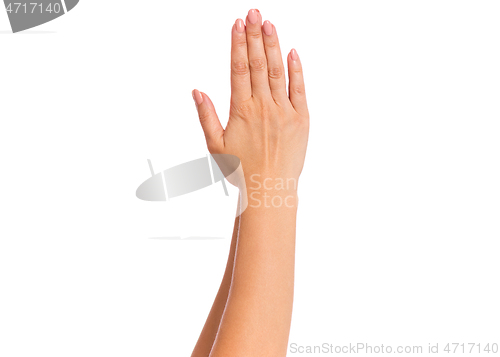 Image of Female hand on white