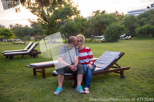 Image of young couple enjoying vacation