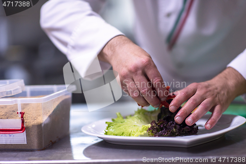 Image of chef serving vegetable salad