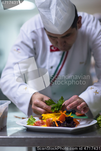 Image of chef serving vegetable salad