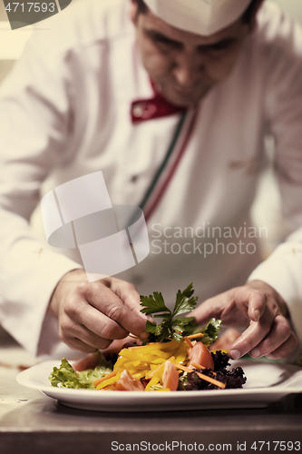 Image of chef serving vegetable salad