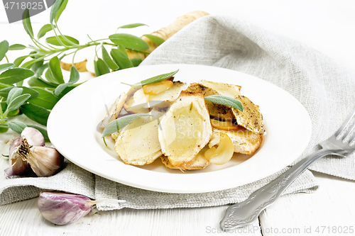 Image of Parsnips baked in plate on board