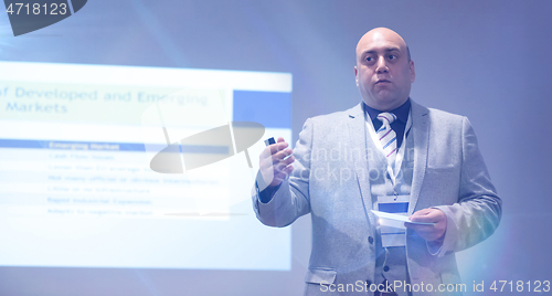 Image of businessman giving presentations at conference room