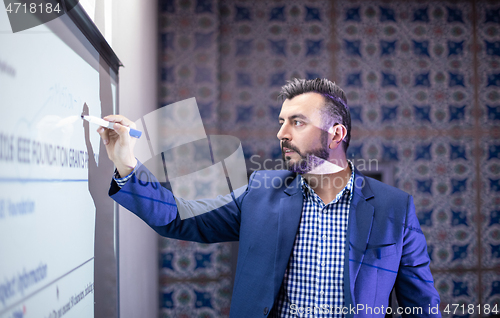 Image of businessman giving presentations at conference room