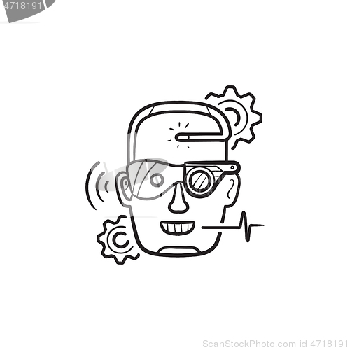 Image of Cyber enhancement hand drawn outline doodle icon.