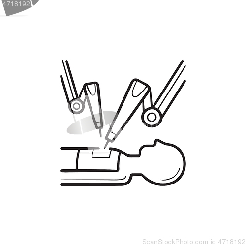 Image of Robot-assisted surgery hand drawn outline doodle icon.