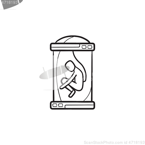 Image of Human cloning in lab hand drawn outline doodle icon.