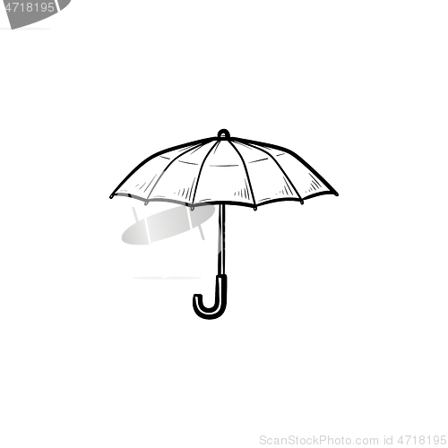 Image of Umbrella hand drawn outline doodle icon.