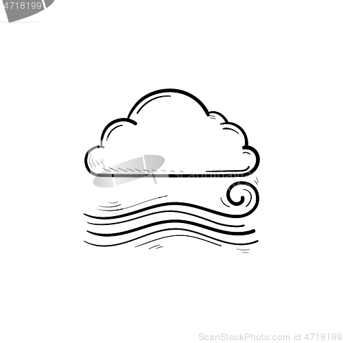 Image of Cloudy and the wind hand drawn outline doodle icon.