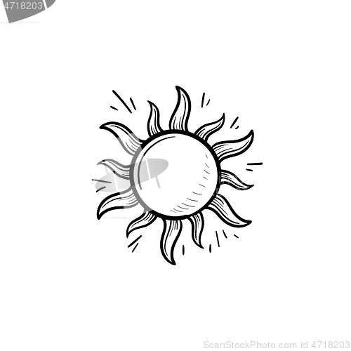 Image of Sun hand drawn outline doodle icon.