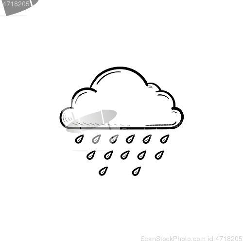 Image of Rain cloud hand drawn outline doodle icon.