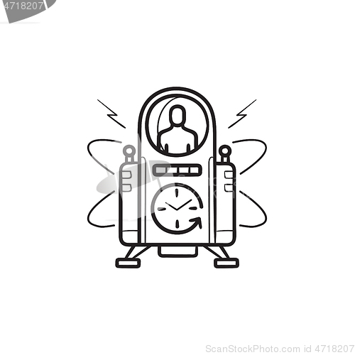 Image of Time machine hand drawn outline doodle icon.