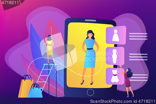 Image of Virtual fitting room concept vector illustration.