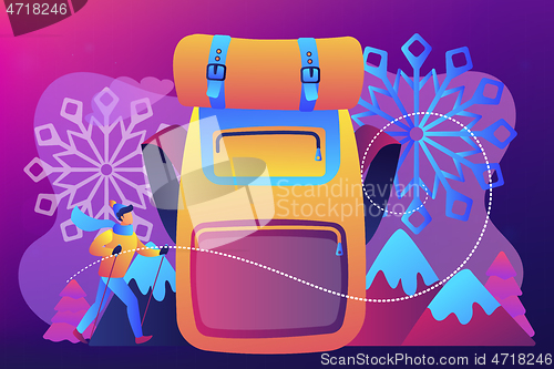 Image of Winter hiking concept vector illustration.