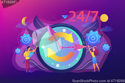 Image of 24 7 service concept vector illustration.
