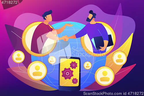 Image of Mobile collaboration concept vector illustration.