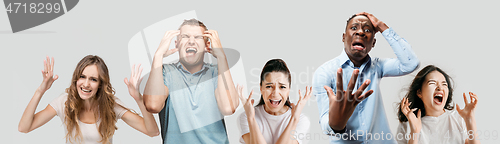 Image of Young people in stress isolated on white studio background