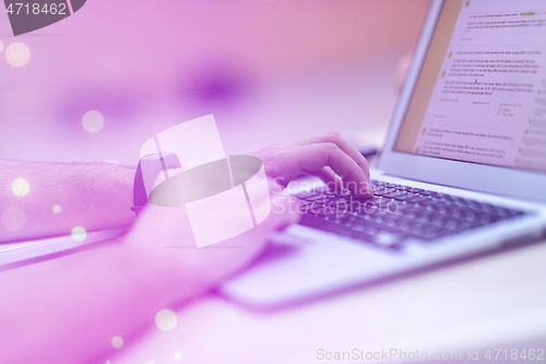 Image of business people hands using laptop computer