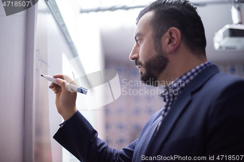 Image of businessman giving presentations at conference room