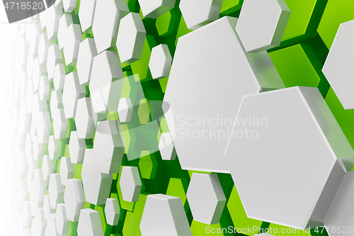 Image of white and green hexagon background