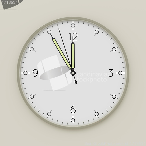 Image of a clock shows five minutes to noon