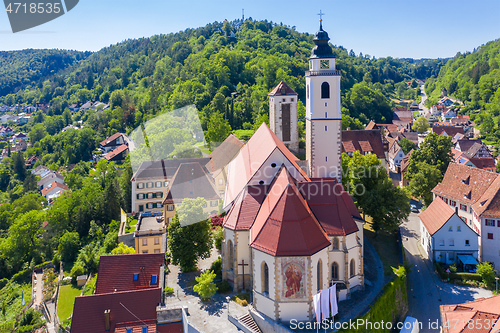 Image of aerial view of the church of Horb south Germany