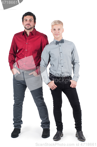 Image of Two young men in shirts isolated on white