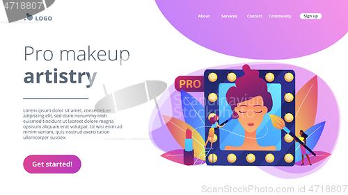 Image of Professional makeup concept landing page.