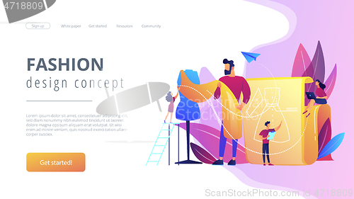 Image of Fashion design concept landing page.