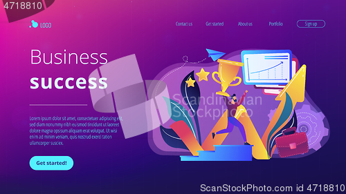 Image of Business success concept landing page.