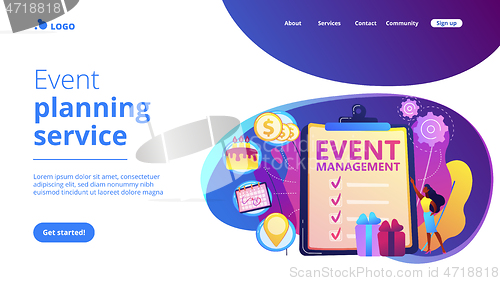 Image of Event management concept landing page.