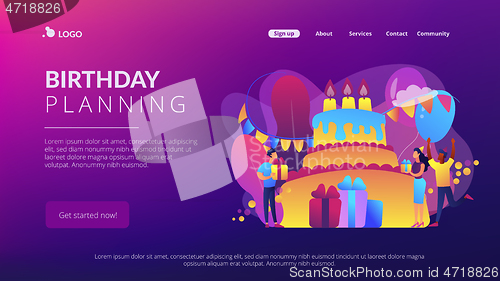 Image of Birthday party concept landing page.