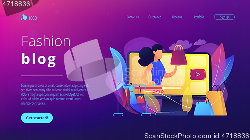 Image of Fashion blog concept landing page.