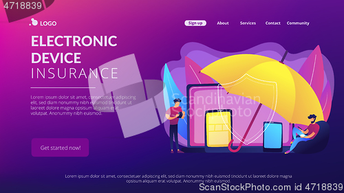 Image of Electronic device insurance concept landing page.