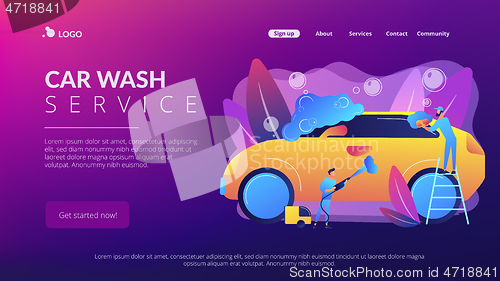 Image of Car wash service concept landing page.