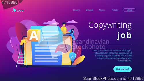 Image of Copywriting concept landing page.