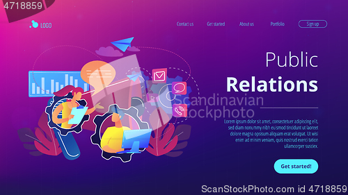 Image of Public relations concept landing page.