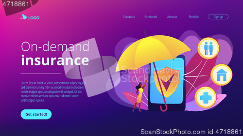 Image of On-demand insurance concept landing page.