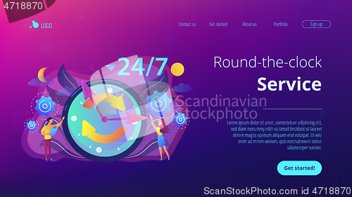 Image of 24 7 service concept landing page.